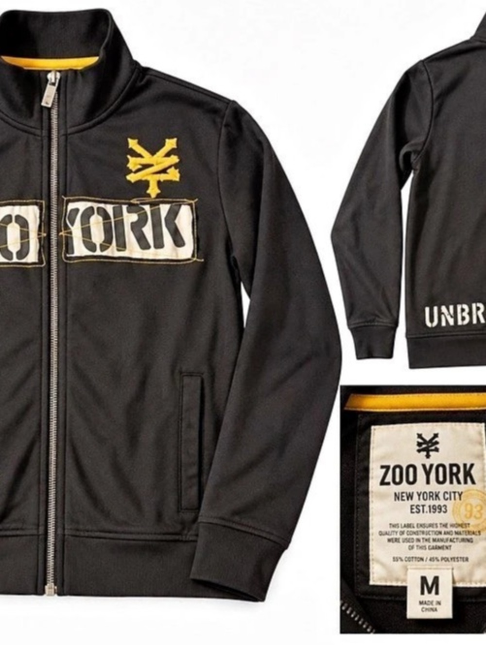 Zoo York Full Zip track Jacket Men's M Stencil Patch Street wear Y2K 90's
